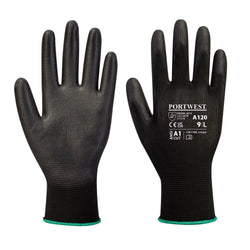 A120 Work Gloves PU Palm Dipped Abrasion and Tear Resistant Black, X-Small- Bannav S Bannav LLC